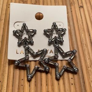 Star earrings double star dangle earrings NWT Lane Bryant pearl clear stones